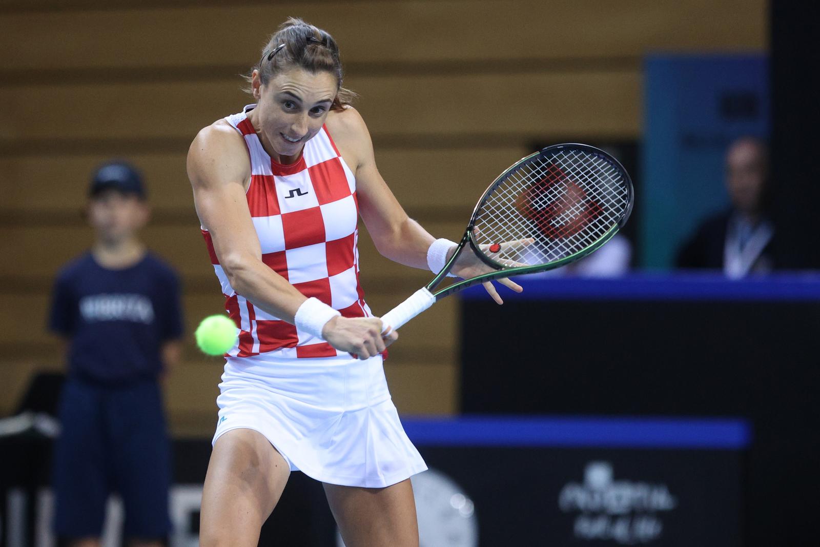 11.11.2022., Rijeka - Billie Jean King Cup, Hrvatska protiv Njemacke, teniski mec izmedu Petre Martic i Eve Lys.   Photo: Nel Pavletic/PIXSELL