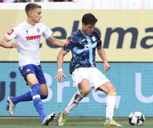 14.09.2022., stadion Poljud, Split - SuperSport HNL, 02. kolo, HNK Hajduk - HNK Rijeka. Stipe Biuk, Gabriel Antonio Lunetta   Photo: Miroslav Lelas/PIXSELL