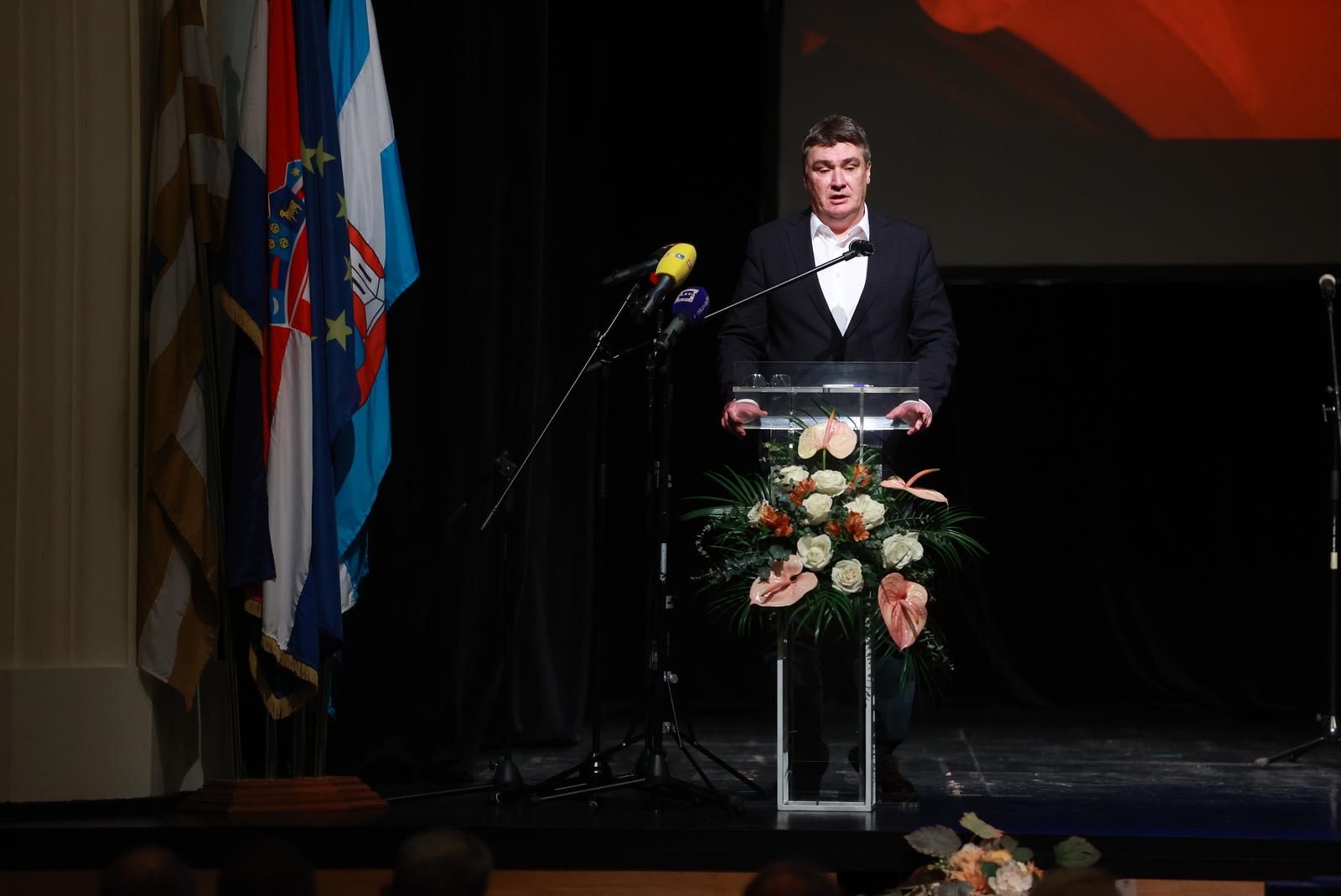 15.01.2023., Vukovar - Obiljezavanje 31. godisnjice medjunarodnog priznanja Republike Hrvatske i 25. obljetnice zavrsetka mirne reintegracije hrvatskog Podunavlja te zavrsetka mandata UNTAES-a u Hrvatskom domu. Predsjednik RH Zoran Milanovic Photo: Davor Javorovic/PIXSELL