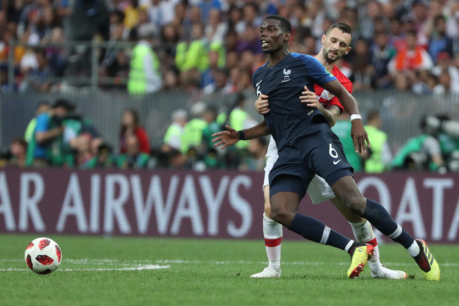 15.07.2018., stadion Luznjiki, Moskva, Rusija - Svjetsko nogometno prvenstvo 2018., finale, Francuska - Hrvatska. Paul Pogba, Marcelo Brozovic. Photo: Igor Kralj/PIXSELL