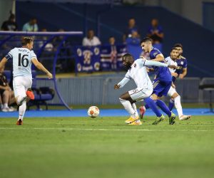 16.9.2021., Stadion Maksimir - UEFA Europa liga, skupina H, 1. kolo: GNK Dinamo Zagreb - FC West Ham United. Arthur Masuaku, Josip Sutalor"nr"n Photo: Matija Habljak/PIXSELL