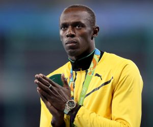 19.08.2016., Rio de Janeiro - Olimpijske igre Rio 2016. Ceremonija dodjele medalja u disciplini 200 metara.Zlatnu medalju osvojio je Usain Bolt iz Jamajke, srebro je osvojio tr"nAndre De Grasse iz Kanade, a broncu  Christophe Lemaitre iz Francuske.r"nPhoto: Igor Kralj/PIXSELL