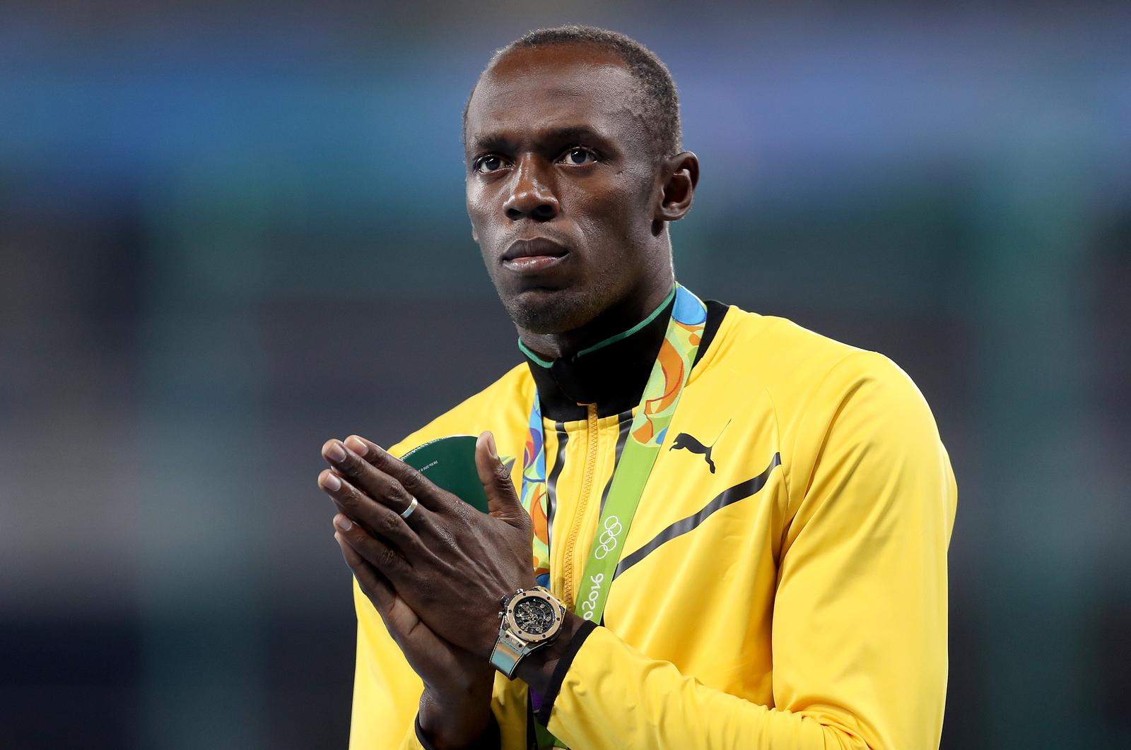 19.08.2016., Rio de Janeiro - Olimpijske igre Rio 2016. Ceremonija dodjele medalja u disciplini 200 metara.Zlatnu medalju osvojio je Usain Bolt iz Jamajke, srebro je osvojio tr"nAndre De Grasse iz Kanade, a broncu  Christophe Lemaitre iz Francuske.r"nPhoto: Igor Kralj/PIXSELL