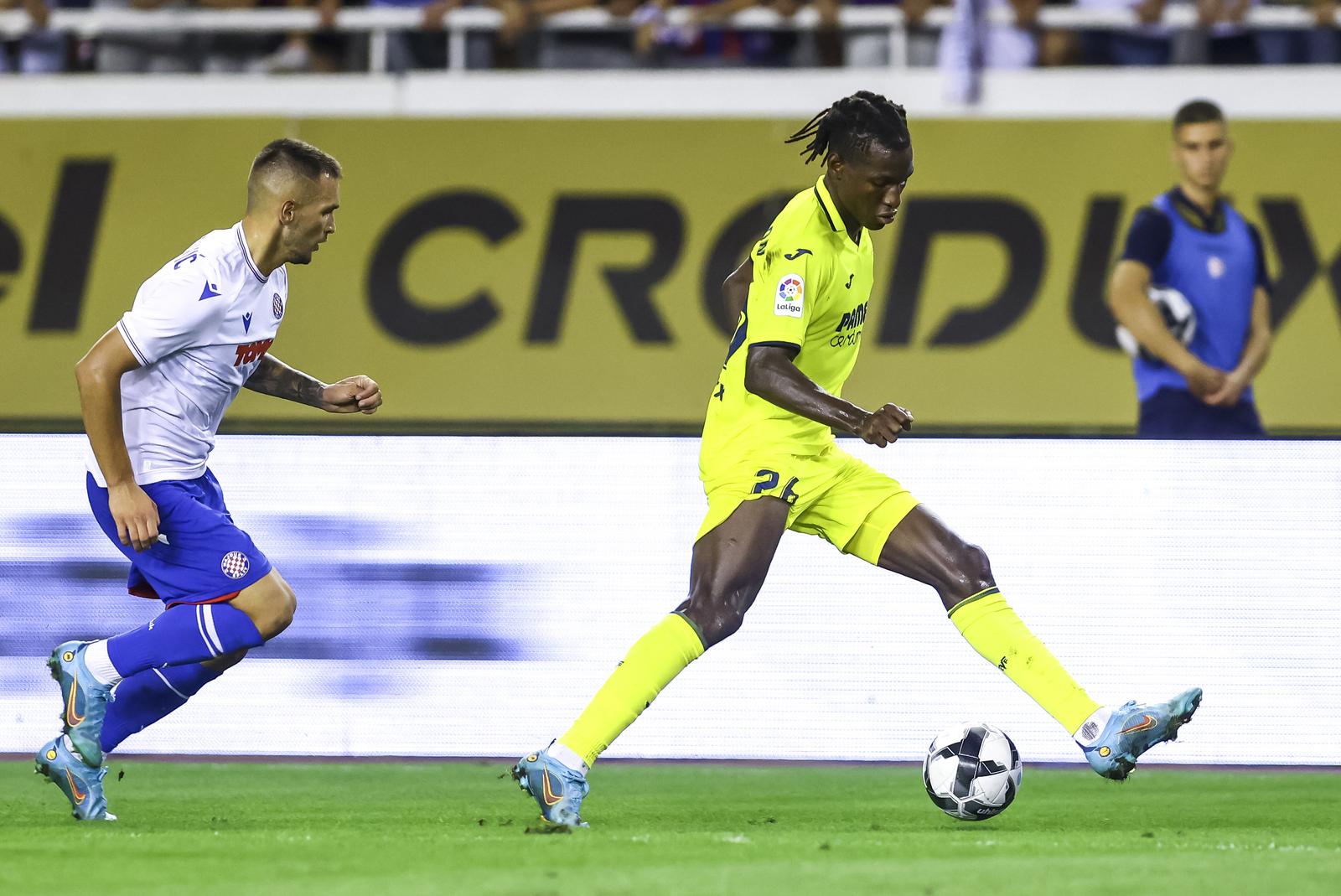 25.08.2022., stadion Poljud, Split - Uzvratna utakmica doigravanja za UEFA Konferencijsku Ligu, HNK Hajduk - Villarreal CF.Jackson Nicolas
 Photo: Miroslav Lelas/PIXSELL