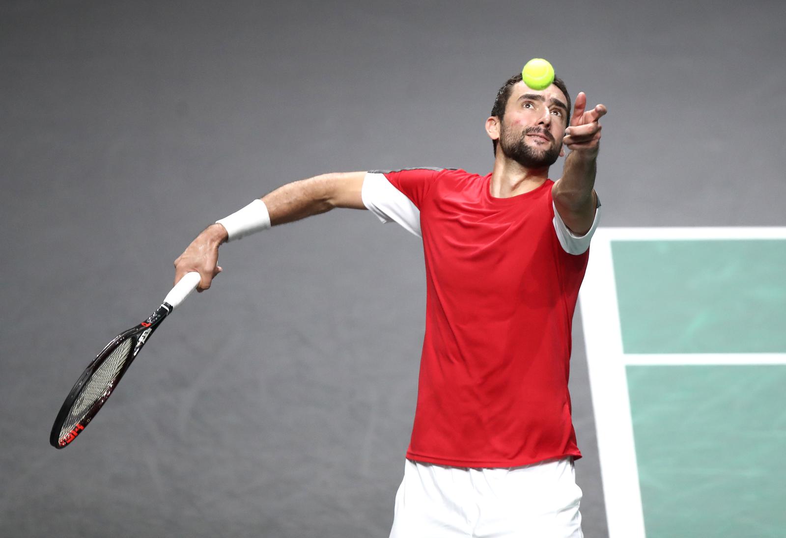 25.11.2022., Malaga - Jose Maria Martin Carpena Arena. Davis Cup by Rakuten. Polufinale, Alex de Minaur - Marin Cilic.   Photo: Sanjin Strukic/PIXSELL