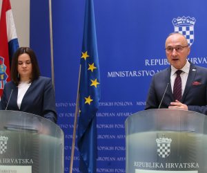 26.01.2023., Zagreb - Dolazak bjeloruske celnice Svetlane Tihanovske u ministarstvo vanjskih i eurpskih poslova i pocekat sastanka s ministrom Gordanom Grlicem Radmanom. Photo: Matija Habljak/PIXSELL