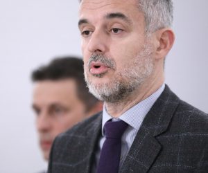 29.11.2022., Zagreb - Na konferenciji za medije odrzanoj u Saboru zastupnici Bozo Petrov i Nino Raspudic komentirali su danasnje glasovanje, rad nedjeljom, obuku ukrajinskih vojnika i druge aktualne teme. Photo: Patrik Macek/PIXSELL