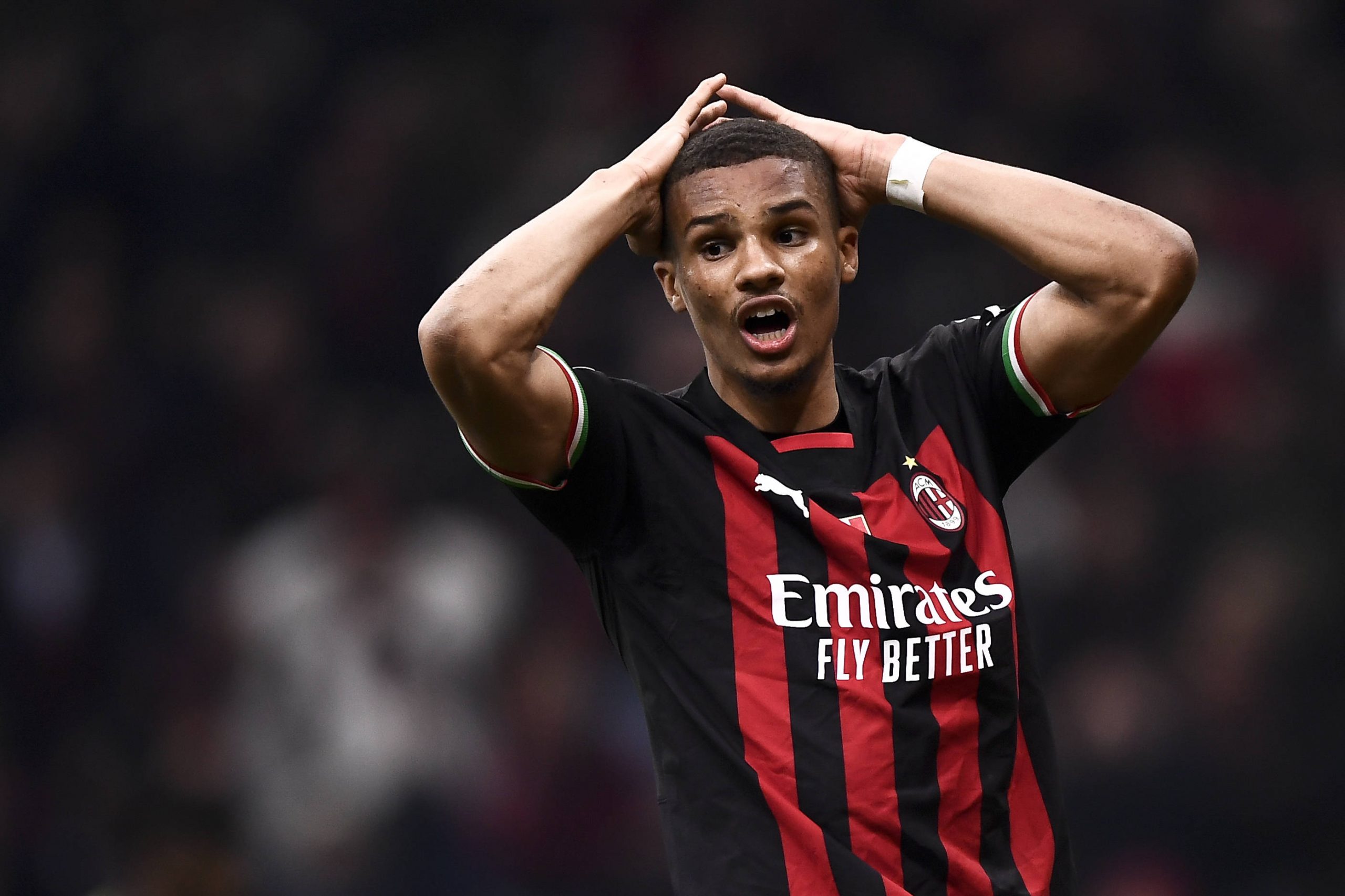 AC Milan v Tottenham Hotspur FC - UEFA Champions League Malick Thiaw of AC Milan looks dejected during the UEFA Champions League round of 16 football match between AC Milan and Tottenham Hotspur FC. Milan Italy Copyright: xNicolòxCampox