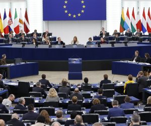 epa10409345 Members of the European Parliament (MEPs) attend the Ceremony on the 30th Anniversary of the Single Market, at the European Parliament in Strasbourg, France, 16 January 2023.  EPA/JULIEN WARNAND