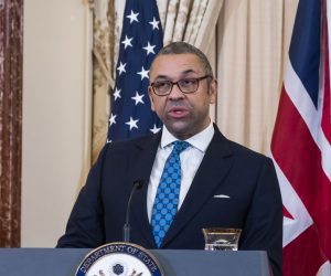 epa10411821 US Secretary of State Antony Blinken (R) holds a joint press availability with British Foreign Secretary James Cleverly (L) at the Department of State in Washington, DC, USA 17 January 2023. The two answered questions about the on-going invasion of Ukraine as well as protests in Iran.  EPA/JIM LO SCALZO