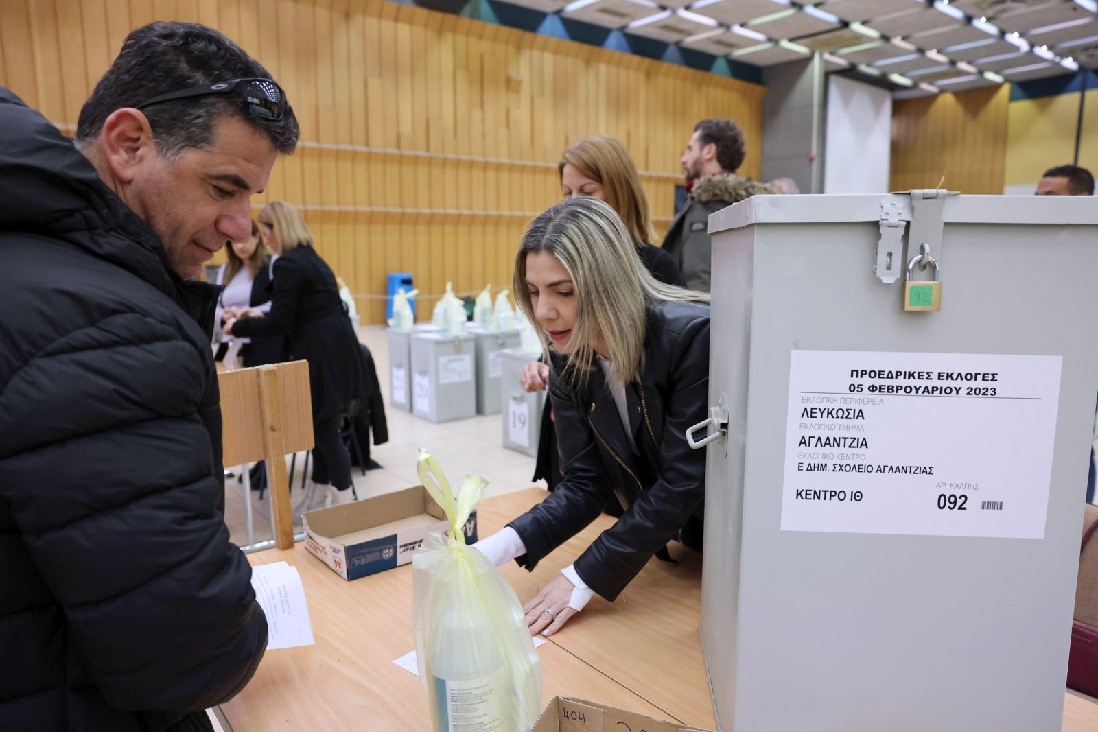 epa10445192 Polling station officials take a delivery of ballot boxes for the upcoming Cypriot presidential elections in Nicosia, Cyprus, 03 February 2023. Cyprus is to hold presidential elections on 05 February, followed by runoff elections on 12 February between the two biggest vote winners if the first round does not produce a winner with an outright majority of over 50 percent.  EPA/KATIA CHRISTODOULOU