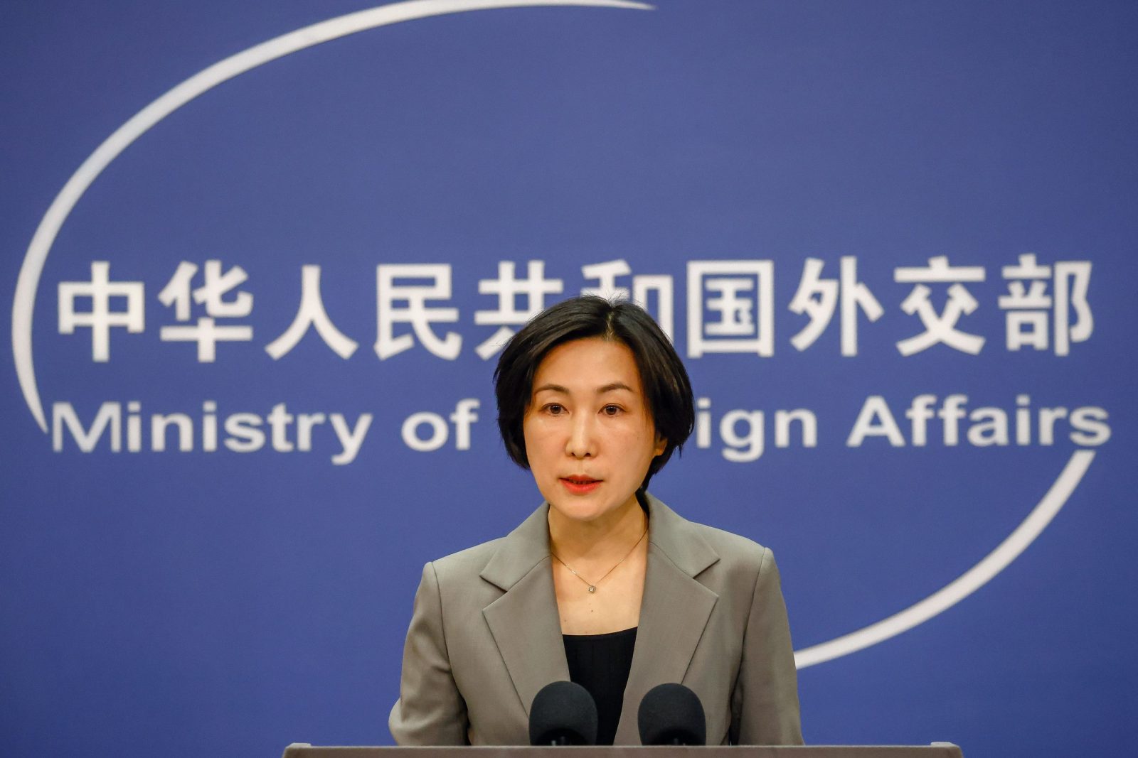 epa10450385 China's Foreign Ministry spokesperson Mao Ning speaks during a press conference at the Ministry of Foreign Affairs in Beijing, China 06 February 2023. A suspected spy balloon from China moving over the US was shot down by a US Air Force fighter jet on 04 February. China said the shooting down was an 'over reaction' as the balloon was a civilian airship used for meteorological purposes that steered off course.  EPA/MARK R. CRISTINO
