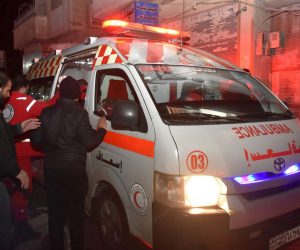 epa10450465 A handout photo made available by Sana shows an ambulance after the earthquake that affected Syria, in the city of Hama, Syria 06 February 2023.  EPA/SANA  HANDOUT EDITORIAL USE ONLY/NO SALES