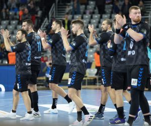 Zagreb, 08.02.2023 - takmica 11. kola rukometne Lige prvaka PPD Zagreb - Paris SG u Areni Zagreb. Na slici igrači PPD Zagreba na kraju utakmice.
foto HINA/ Damir SENČAR/ ds