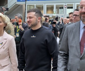 Bruxelles, 9. veljaèe 2023. - Ukrajinski predsjednik Volodimir Zelenskij u sjeditu Europskog vijeæa. foto HINA/ Slavko VUKADIN/ ik