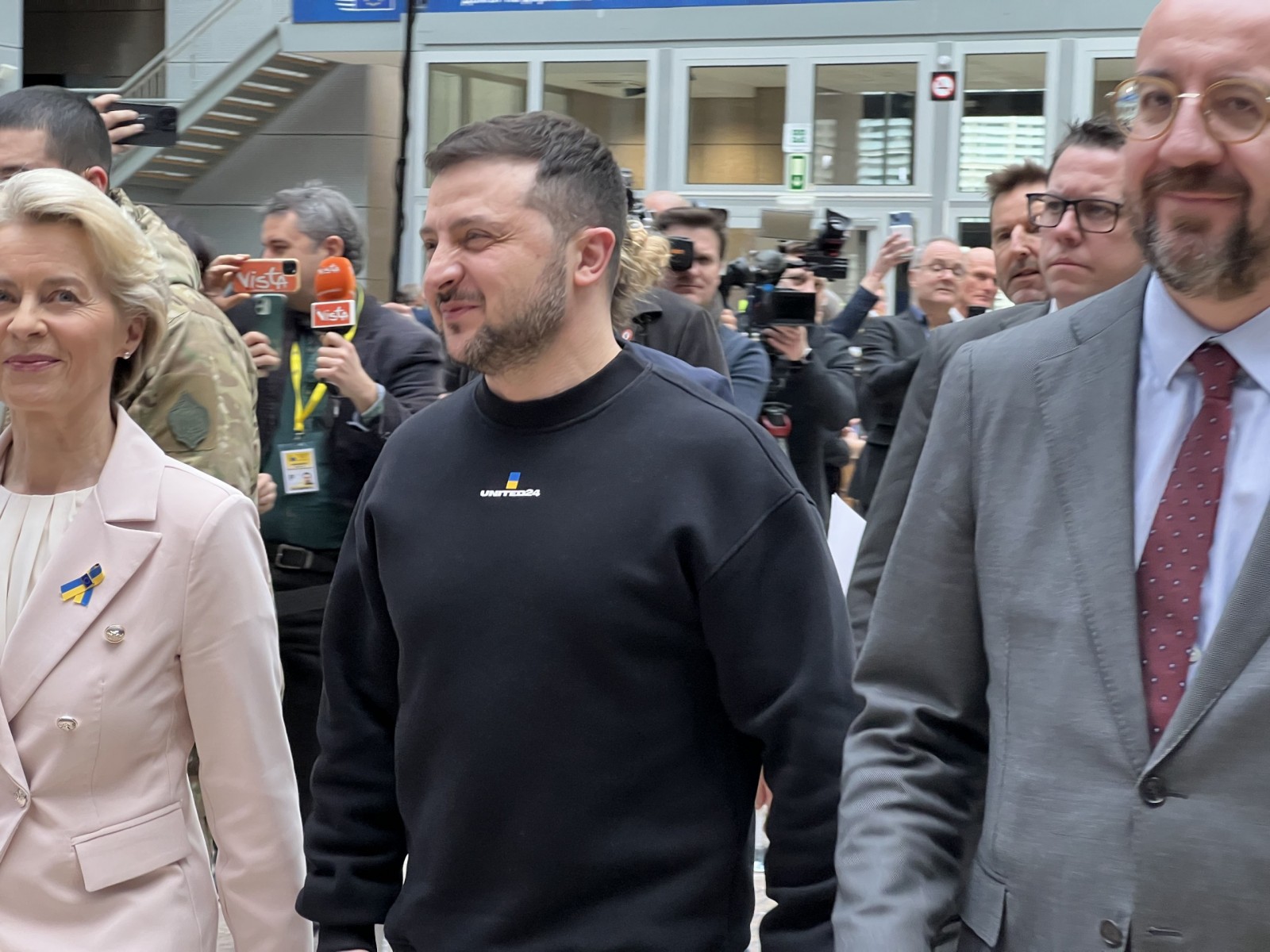 Bruxelles, 9. veljaèe 2023. - Ukrajinski predsjednik Volodimir Zelenskij u sjeditu Europskog vijeæa. foto HINA/ Slavko VUKADIN/ ik