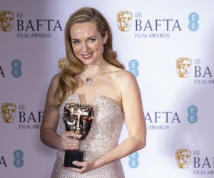 epa10478963 Kerry Condon, winner of the 'Best Supporting Actress' award, poses in the press room of the 2023 EE BAFTA Film Awards ceremony at the Southbank Centre, in London, Britain, 19 February 2023. The event is hosted by the British Academy of Film and Television Arts (BAFTA).  EPA/TOLGA AKMEN *** Local Caption *** TEST CAPTION