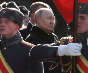 epa10485130 Russian President Vladimir Putin (2-L) attends a ceremony at the Eternal Flame and the Unknown Soldier's Grave in Alexander Garden during an event marking the Defender of the Fatherland Day in Moscow, Russia, 23 February 2023. The 23 February is celebrated as the Defender of the Fatherland Day in Russia, Belarus, Kyrgyzstan, and Tajikistan marking the date in 1918 when the first mass draft into the Red Army took place in Moscow and Petrograd during the country's Civil War and war against the German Emperor.  EPA/VALERY SHARIFULIN/SPUTNIK/KREMLIN POOL