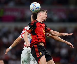 01.12.2022., stadion Ahmad Bin Ali, Al Rayyan, Katar - FIFA Svjetsko prvenstvo, skupina F, 3. kolo, Hrvatska - Belgija. 
Ivan Perisic, Thomas Meunier
   Photo: Igor Kralj/PIXSELL