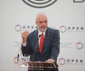 02, September, 2022, Belgrade - As part of the Open Balkan Leaders' Summit, bilateral documents were signed, followed by a joint media conference of politicians. Edi Rama. Photo: Milos Tesic/ATAImages

02, septembar, 2022, Beograd - U sklopu Samita lidera Otvorenog Balkana potpisiani su bilateralni dokumenati, a potom je usledila zajednicka konferencija za medije politicara. Photo: Milos Tesic/ATAImages Photo: Milos Tesic/ATAImages/PIXSELL