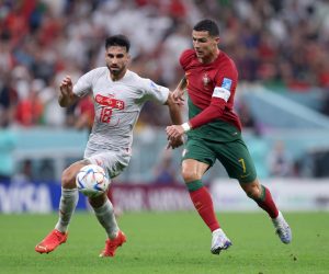 06.12.2022., stadion Lusail, Katar - FIFA Svjetsko prvenstvo Katar 2022. Utakmica osmine finala Portugal - Svicarska. Eray Cumart, Cristiano Ronaldo Photo: Igor Kralj/PIXSELL