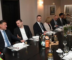 08.02.2023., Bjelovar - U restoranu Roko odrzana je donatorska vecera za Caritasov pastoralni-socijalni centar i predstavljanje projekta visenamjenskog doma i nemocne u Kiseljaku. Predsjednik Hrvatskog sabora Gordan Jandrokovic Photo: Damir Spehar/PIXSELL