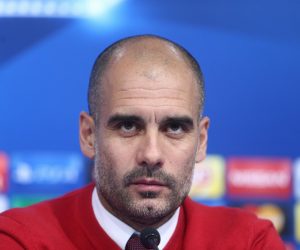 08.12.2015., Zagreb - Konferencija za novinare trenera i dvojice igraca Bayern Muenchena uoci sutrasnje utakmice 6. kola Lige prvaka protiv Dinama. Pep Guardiola, trener FC Bayern Muenchena. "nPhoto: Zeljko Lukunic/PIXSELL