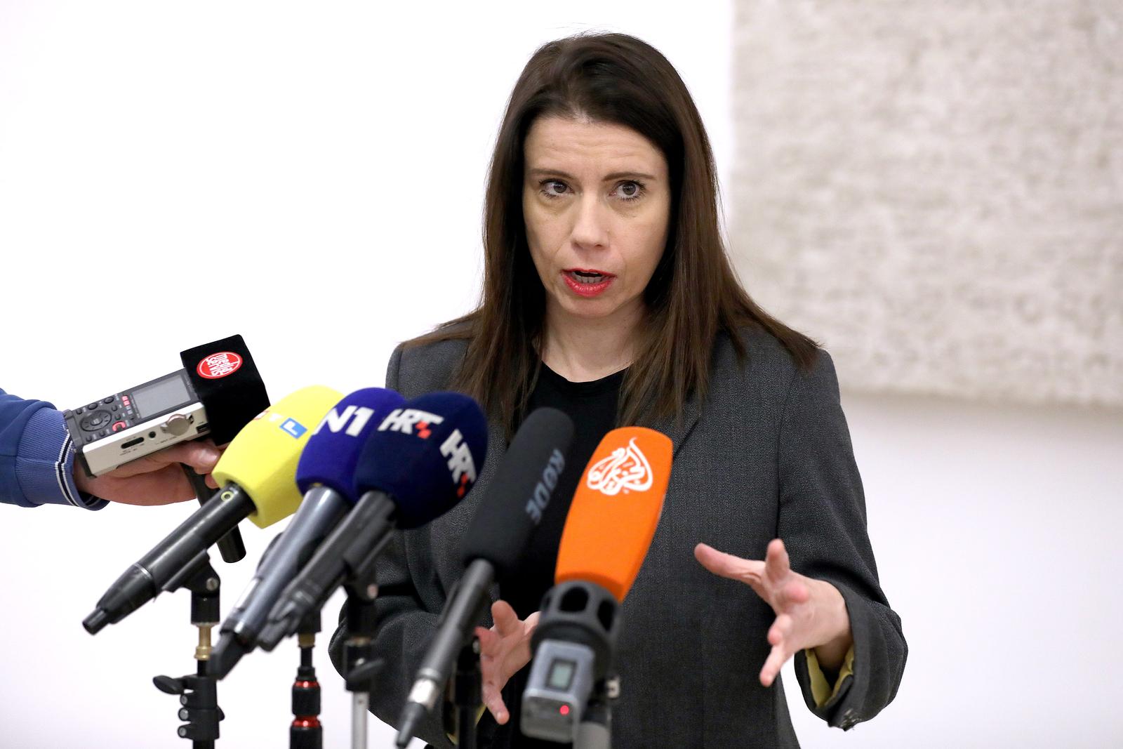 08.12.2022., Zagreb - Na konferenciji za medije odrzanoj u Saboru zastupnica Katarina Peovic komentirala je novi zakon o radu. Photo: Patrik Macek/PIXSELL