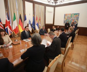 09, February, 2023, Belgrade - The President of the Republic of Serbia, Aleksandar Vucic, met with the ambassadors of the Quinte countries to the OSCE in Vienna and the highest diplomatic representatives of those countries in Belgrade. Petar Petkovic, Aleksandar Vucic.   

09, februar, 2023, Beograd - Predsednik Republike Srbije Aleksandar Vucic sastao se sa ambasadorima zemalja Kvinte pri OEBS u Becu i najvise diplomatske predstavnike tih zemalja u Beogradu.    Photo: Milos Tesic/ATA Images/PIXSELL