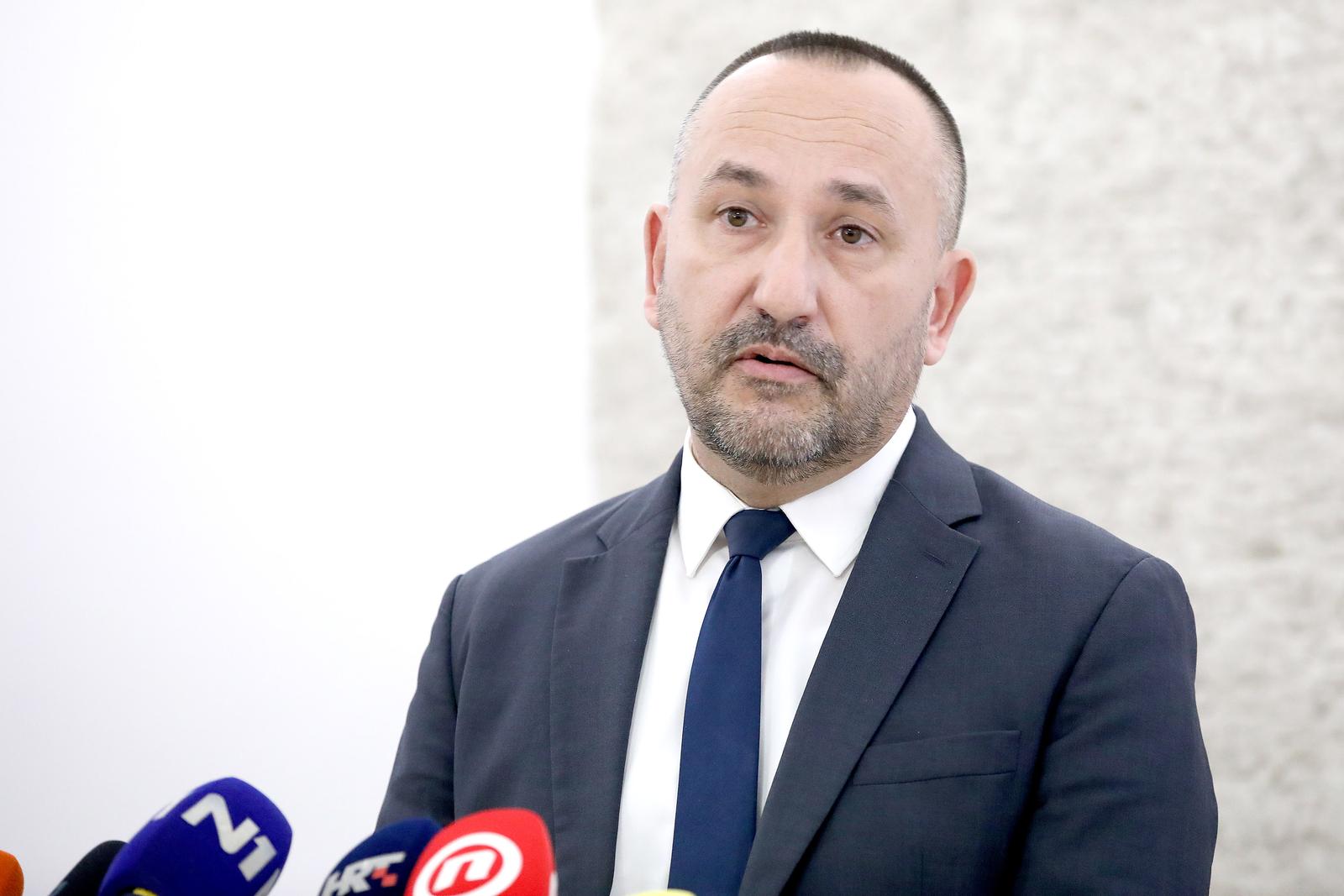 09.02.2023., Zagreb - U Saboru je pocela zajednicka tematska sjednica Odbora za zdravstvo i socijalnu politiku i Odbora za obitelj, mlade i sport. Tema sjednice je: "Porast broja transrodne djece i mladih ljudi U RH: Moguci uzroci i klinicke posljedice". Nakon izlaska sa sjednice Hrvoje Zekanovic odrzao je konferenciju za medije. Photo: Patrik Macek/PIXSELL
