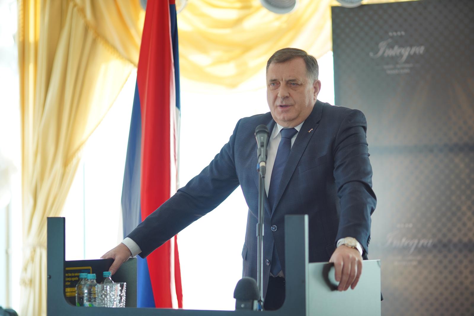 09.02.2023., poslovni centar "Integra", Banjaluka (BiH) – Komemoracija povodom smrti jednog od osnivaca, vlasnika i generalnog direktora privrednog drustva "Integral inzenjering" i jednog od najbogatijih ljudi u BiH Slobodana Stankovica. Mnogobrojni clanovi porodice, prijatelji, radnici, direktori i politicko rukovodstvo RS i BiH, okupili su se danas na komemoraciji. Govore su odrzali Nikola Radovanovic, izvrsni direktor za marketing Integral Inzenjeringa, i Milorad Dodik, predsjednik RS i blizak Stankovicev prijatelj.  Photo: Dejan Rakita/PIXSELL
