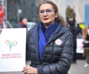 11.02.2023., Zagreb - Proslo je 10 godina kampanje i 20 godina pokreta V-Day-a iz kojeg je izrastao globali pokret "Milijarda ustaje protiv nasilje nad zenama i djevojcicama" "One Bilion Rising" u kojem sudjeluje 200 zemalja, ukljucujuci i Hrvatsku gdje se odrzao skup povodom nasilja nad zenama. Photo: Lovro Domitrovic/PIXSELL