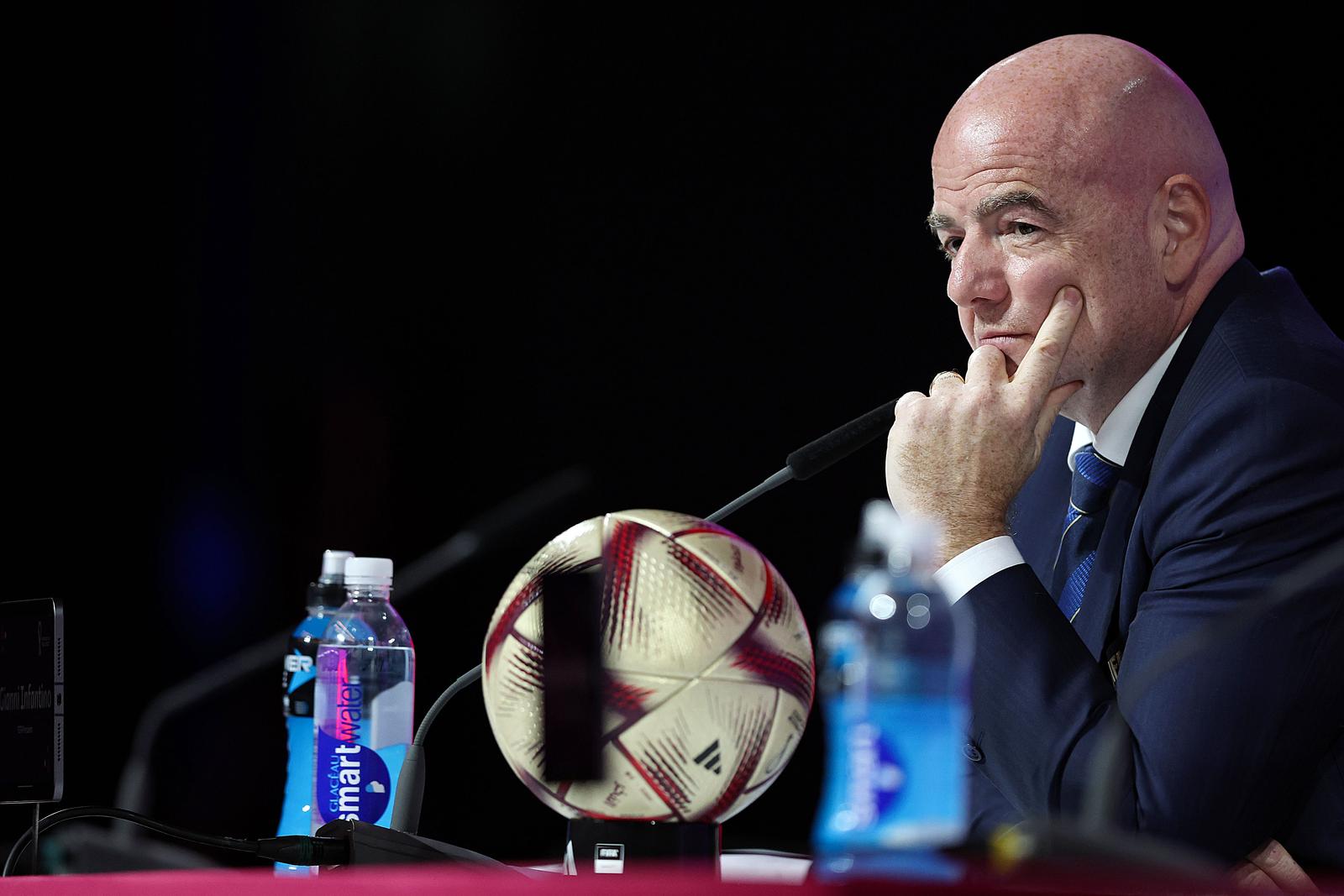 16.12.2022., Qatar National Convention Centre, QNCC, Doha, Katar - Zavrsna konferencija za medije na SP u Kataru. Predsjednik FIFA-e, Gianni Infantino i Bryan Swanson. 
 Photo: Goran Stanzl/PIXSELL