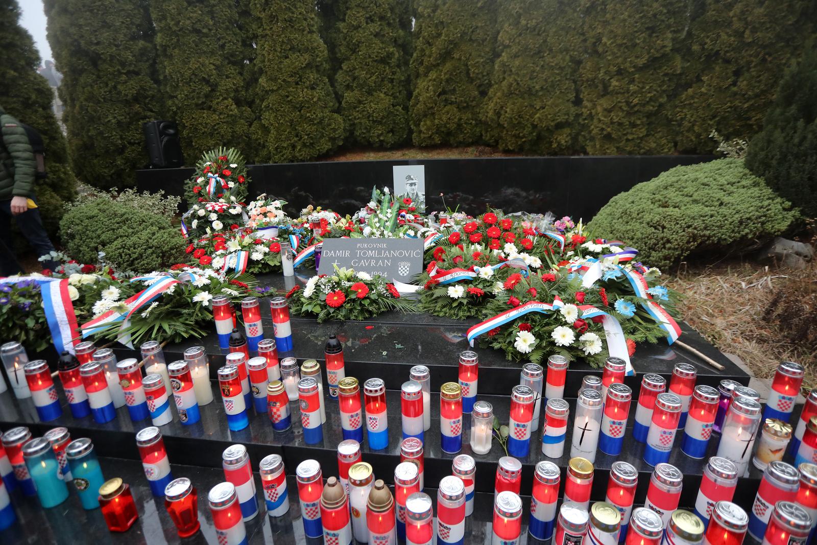 17.02.2022., Krivi put, Senj - Obiljezavanje 28. godisnjice pogibije stozernog brigadira Damira Tomljanovica Gavrana na mjesnom groblju u Krivom putu.   Photo: Goran Kovacic/PIXSELL