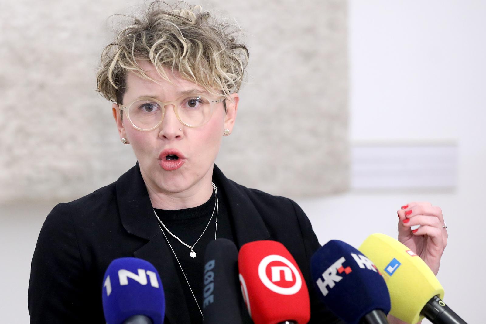 18.01.2023., Zagreb - Na konferenciji za medije odrzanoj u Saboru o aktualnim temama govorila je zastupnica Ivana Kekin. Photo: Patrik Macek/PIXSELL