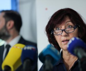 18.07.2022., Zagreb, Hrvatski lijecnicki sindikat i Hrvatska lijecnička komora - pressica o sustava koeficijenata za place, radnopravnog statusa lijecnika i posljedica za buducnost hrvatskog javnog zdravstvenog sustava. Govorili su mr.sc. Renata Culinovic-Caic, predsjednica HLS-a i doc.dr.sc. Kresimir Luetic, predsjednik HLK-a, Vesna Potocki Rukavina i primarijus Boris Ujevic Photo: Emica Elvedji/PIXSELL