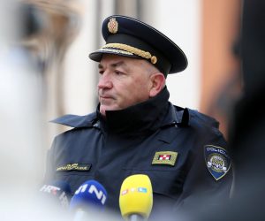 21.01.2023., Zadar - Sredisnja proslava jubilarne 30. obljetnice vojno-redarstvene operacije Maslenica. Mimohod pripadnika OSRH i MUP-a s ratnim zastavama. Nikola Milina ravnatelj policije dao je izjavu za medije. Photo: Sime Zelic/PIXSELL