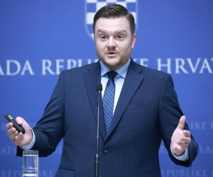 21.02.2023., Zagreb - Banski dvori, svecana dvorana. Nakon sastanka parlamentarne vecine medijima se obratio ministar financija Marko Primorac vezano uz drzavne obveznice. Photo: Sanjin Strukic/PIXSELL