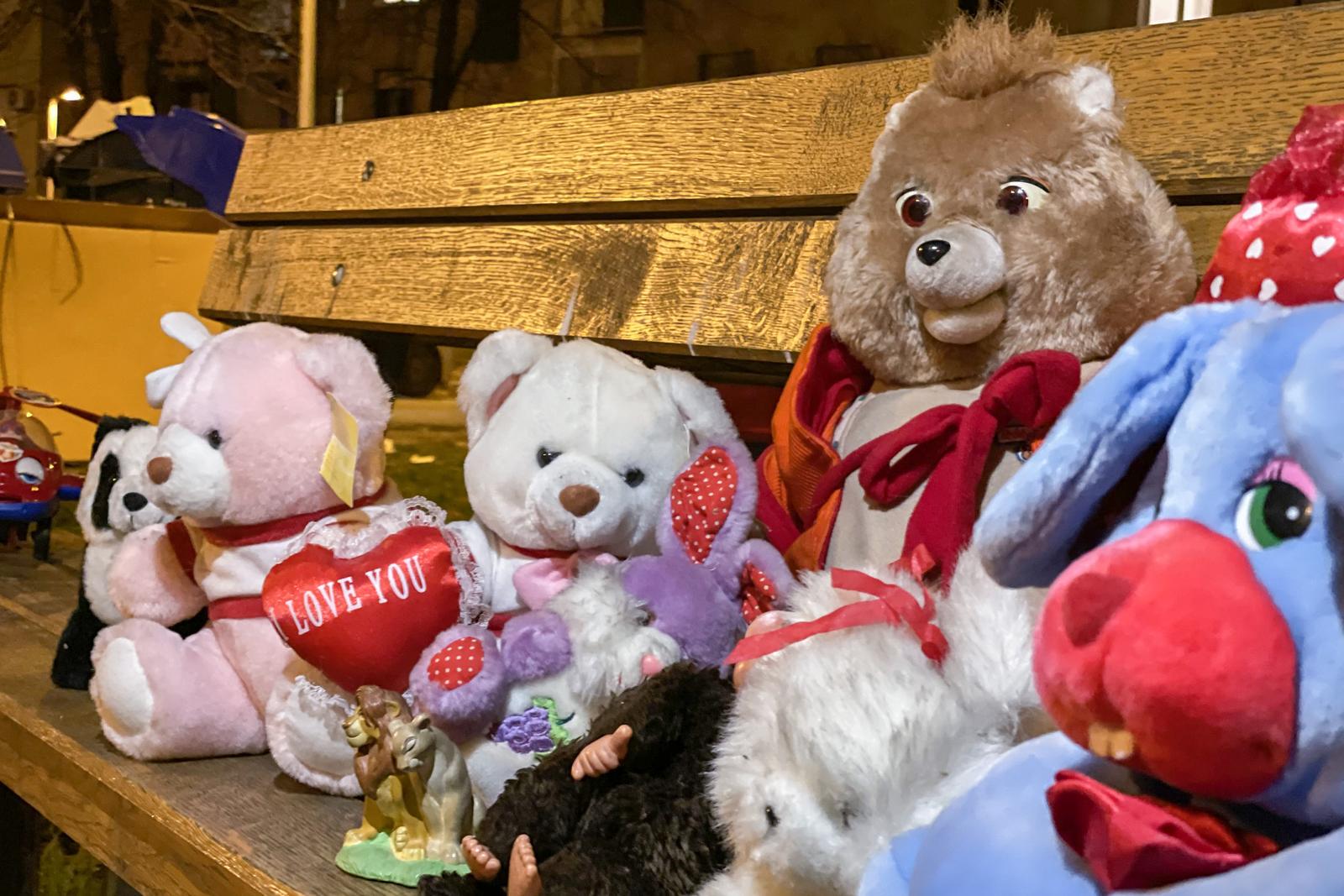 23.12.2020., Zagreb - Plisano drustvo sjedi na klupici uz  cestu u ulici Hrgovici i ceka svoje nove udomitelje.rPhoto: Borna Filic/PIXSELL