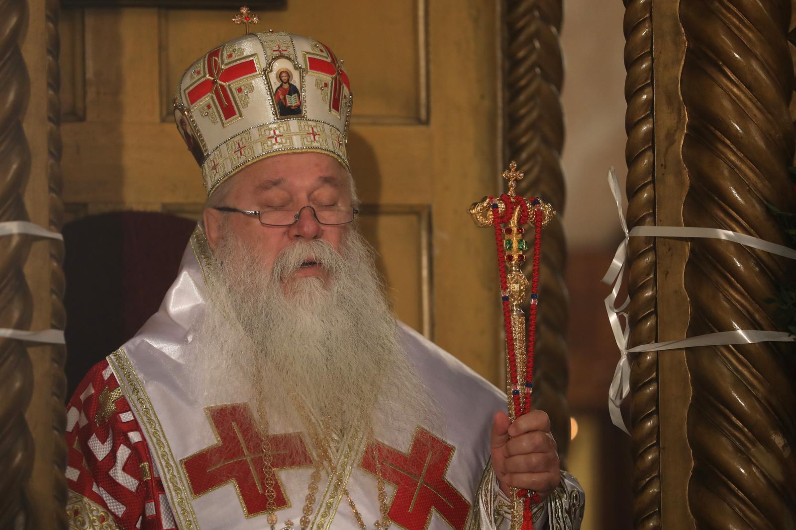 24.04.2022., Sarajevo, Bosna i Hercegovina - Sveta arhijerejska liturgija u Sabornom hramu Rodjenja Presvete Bogorodice u Sarajevu povodom pravoslavnog blagdana Vaskrsa. Mitropolit dabrobosanski Hrizostom. Photo: Armin Durgut/PIXSELL