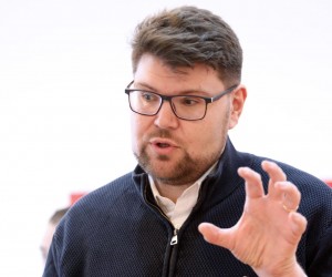 27.02.2023.,Sibenik-Povodom boravka u Sibeniku, predsjednik SDP-a Hrvatske Pedja Grbin osvrnuo se na situaciju u zemlji i iznio program SDP-a za naredni period.Uz predsjednika SDP-a Hrvatske,predsjednik SDP-a Sibensko-kninske zupanije Karlo Klarin izlozio je stanje u zupanijskoj skupstini i problemima u gradu. Nakon izlaganja oba su odgovarala na pitanja nazocnih novinara. Photo: Dusko Jaramaz/PIXSELL