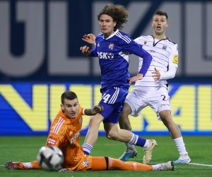28.01.2023., stadion Maksimir, Zagreb - SuperSport HNL, 19. kolo, GNK Dinamo Zagreb - NK Lokomotiva. Dominik Livakovic, Ljubicic Robert, Branimir Cipetic Photo: Sanjin Strukic/PIXSELL