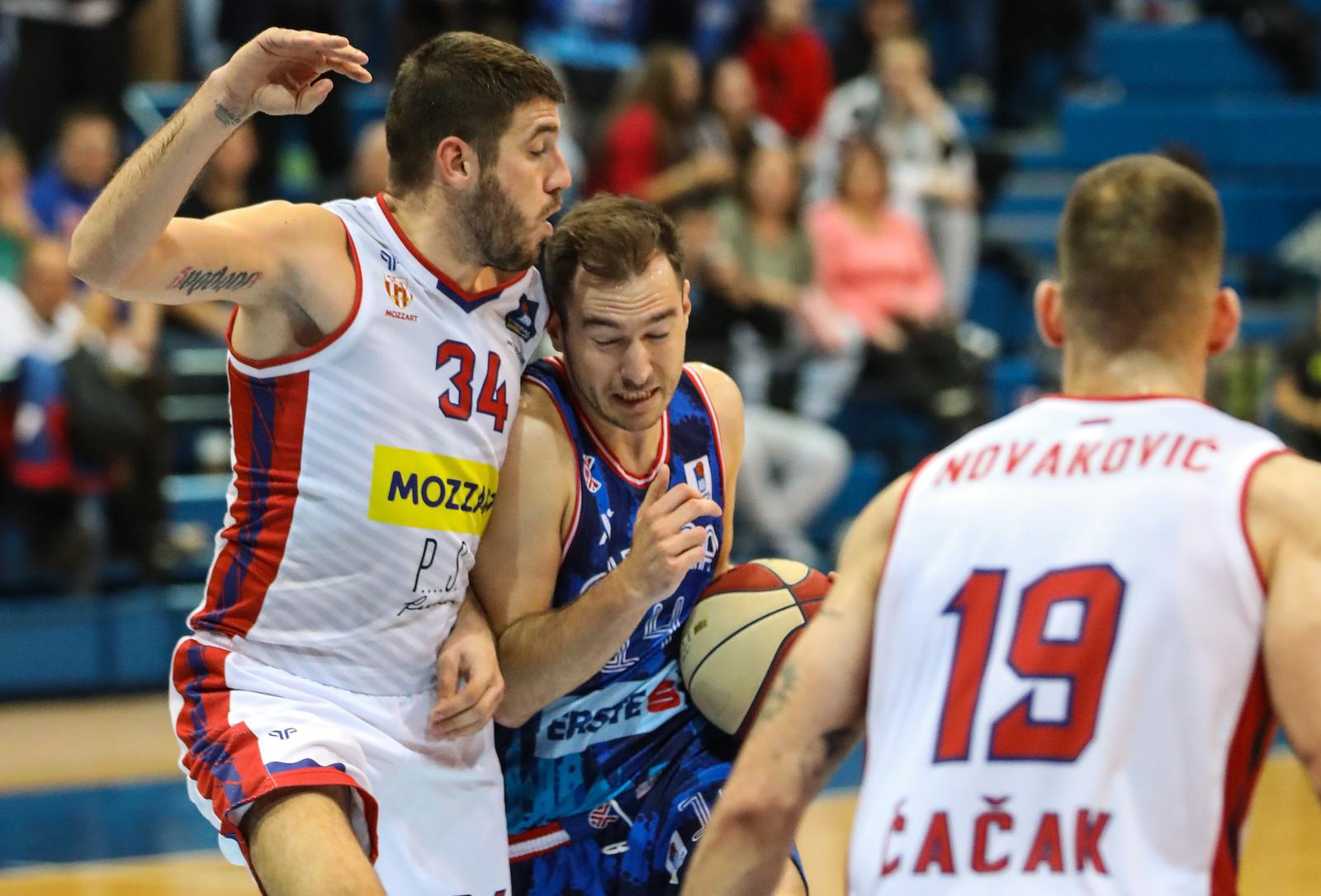 28.10.2022., KC Drazen Petrovic, Zagreb - ABA liga, 05. kolo, KK Cibona - KK Borac. Nemanja Todorovic, Lovro Mazalin Photo: Jurica Galoic/PIXSELL