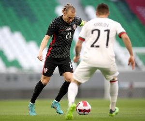 29.03.2022., Katar, Doha - Prijateljski turnir na kojem nastupaju Katar, Bugarska, Slovenija i Hrvatska priprema je za nadolazece Svjetsko prvenstvo. Prijateljska nogometna utakmica na stadionu Education City, Hrvatska - Bugarska. Domagoj Vida Photo: Igor Kralj/PIXSELL