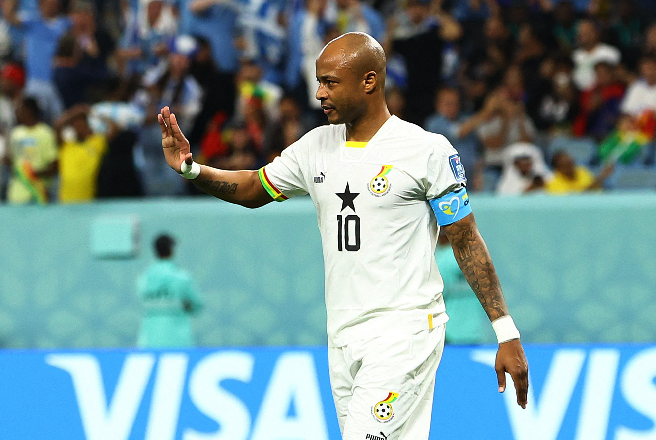 Soccer Football - FIFA World Cup Qatar 2022 - Group H - Ghana v Uruguay - Al Janoub Stadium, Al Wakrah, Qatar - December 2, 2022 Ghana's Andre Ayew reacts after his penalty is saved by Uruguay's Sergio Rochet REUTERS/Bernadett Szabo Photo: BERNADETT SZABO/REUTERS