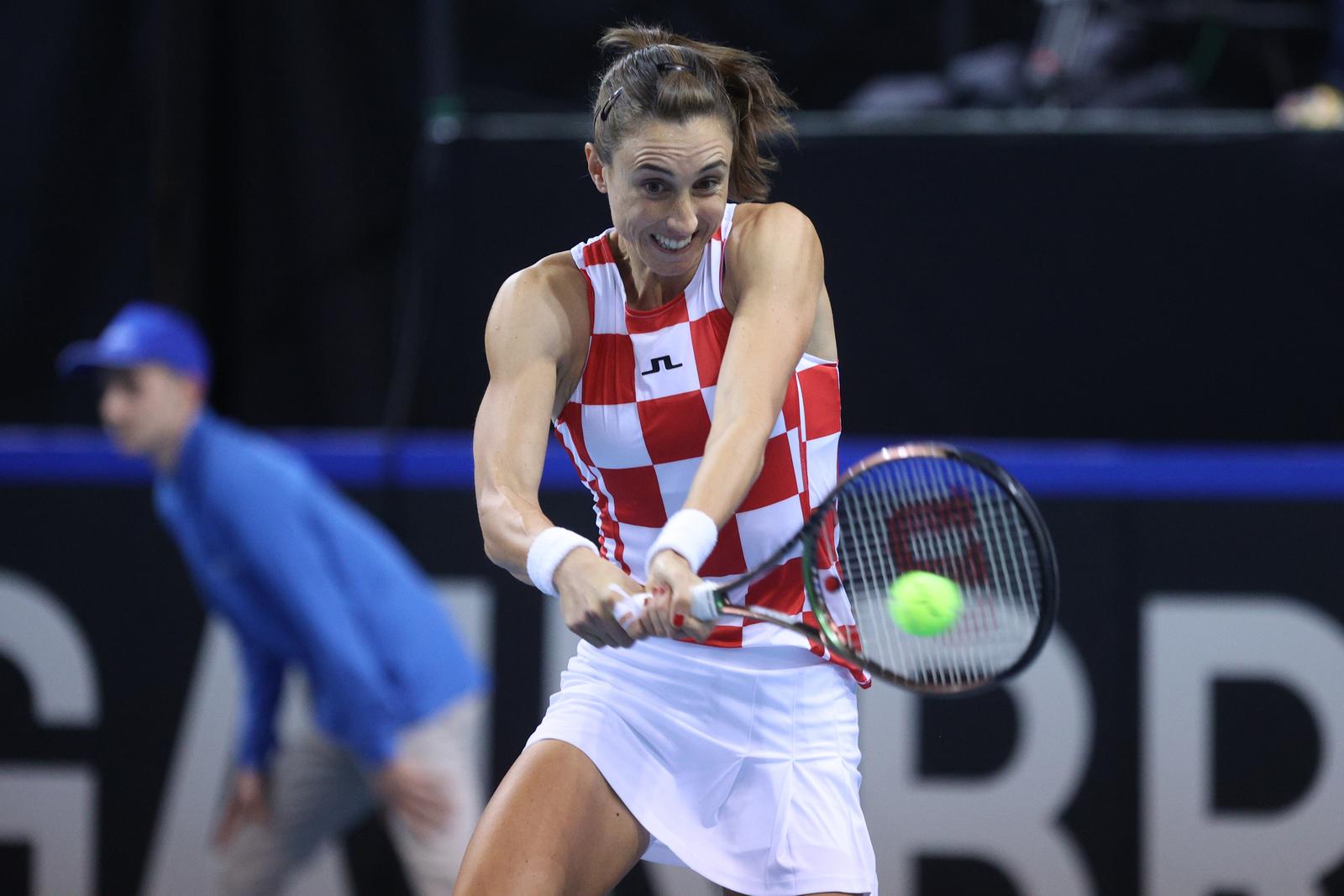 11.11.2022., Rijeka - Billie Jean King Cup, Hrvatska protiv Njemacke, teniski mec izmedu Petre Martic i Eve Lys.   Photo: Nel Pavletic/PIXSELL