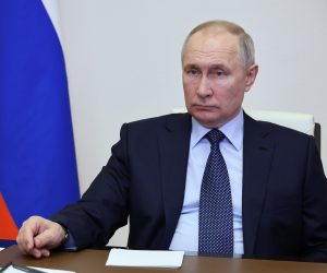epa10443000 Russian President Vladimir Putin chairs a meeting on the restoration of residential infrastructure in the border areas destroyed during emergency situations, via a video conference at the Novo-Ogaryovo state residence, outside Moscow, Russia, 01 February 2023. Russian President Vladimir Putin instructed to close as soon as possible all issues related to the restoration of housing in the border areas with Ukraine and affected by emergency situations. He noted that the main task is to eliminate the very possibility of shelling the border areas, but 'this is the business of the military department'.  EPA/MIKHAEL KLIMENTYEV / SPUTNIK / KREMLIN POOL MANDATORY CREDIT
