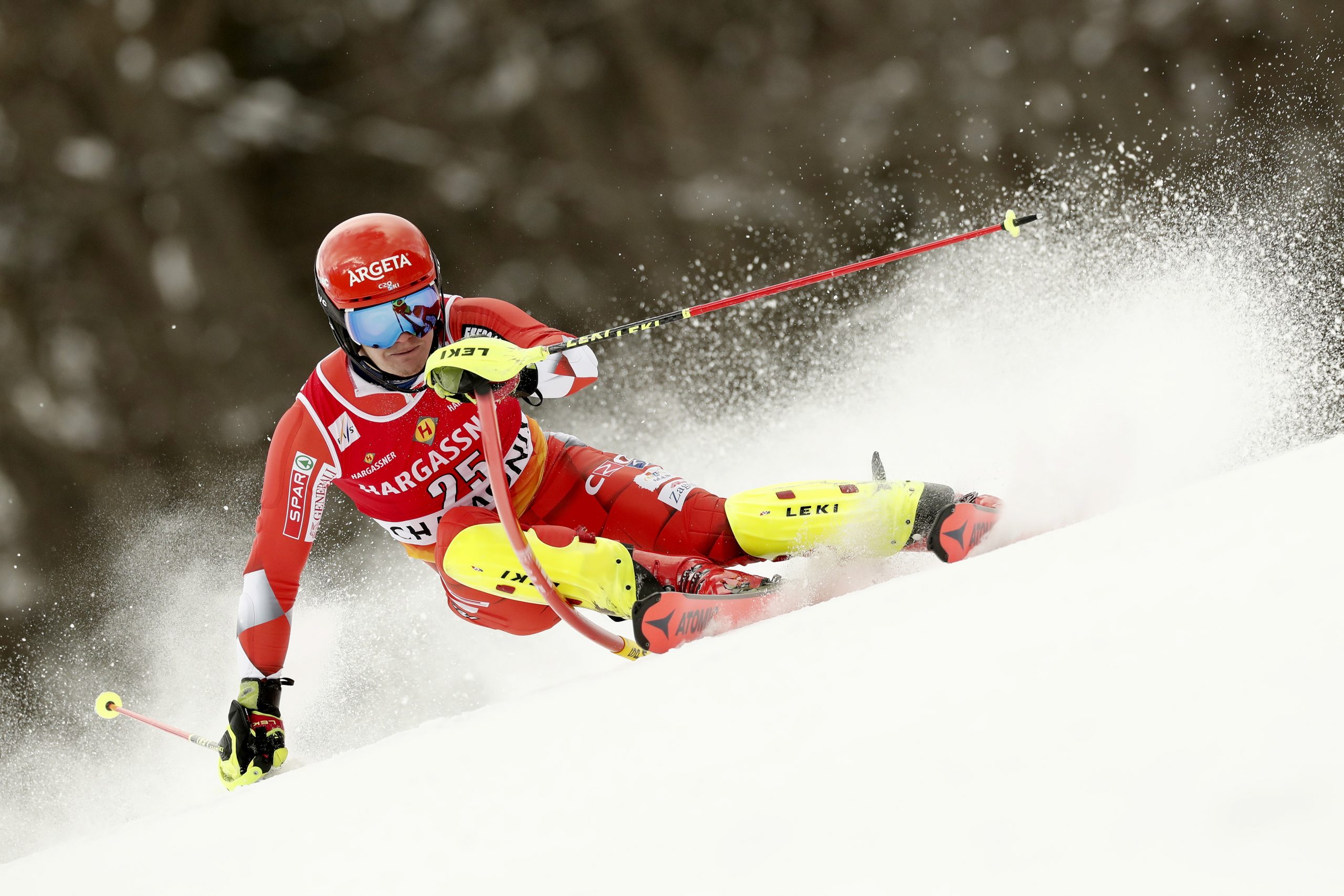 epa10446526 Filip Zubcic of Croatia in action during the first run of the Men's Slalom race at the FIS Alpine Skiing World Cup in Chamonix, France, 04 February 2023.  EPA/Guillaume Horcajuelo
