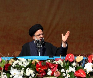 epa10460405 A handout picture made available by the Iranian presidential office shows Iranian president Ebrahim Raisi speaks during the 44th anniversary of the 1979 Islamic Revolution, at the Azadi (Freedom) square in Tehran, Iran, 11 February 2023. The event marks the 44th anniversary of the Islamic revolution, which came ten days after Ayatollah Ruhollah Khomeini's returned from his exile in Paris to Iran, toppling the monarchy system and forming the Islamic Republic.  EPA/Iranian presidential office HO  HANDOUT EDITORIAL USE ONLY/NO SALES