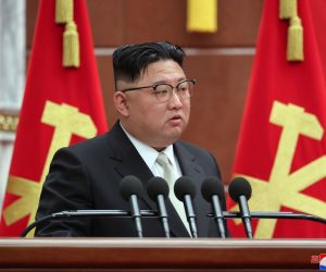 epa10493356 A photo released by the official North Korean Central News Agency (KCNA) shows North Korean Supreme Leader Kim Jong-un presiding over the 7th enlarged plenary meeting of the 8th Central Committee of the Workers' Party of Korea (WPK) at the office building of the WPK Central Committee in Pyongyang, North Korea, 26 February 2023 (issued 27 February 2023). According to North Korean state media, the meeting will address the formulation and implementation of economic development programs, in addition to surveying and determining the efficacy of projects implemented in 2022.  EPA/KCNA   EDITORIAL USE ONLY